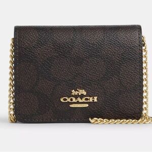 Coach Mini Wallet On A Chain In Signature Canvas